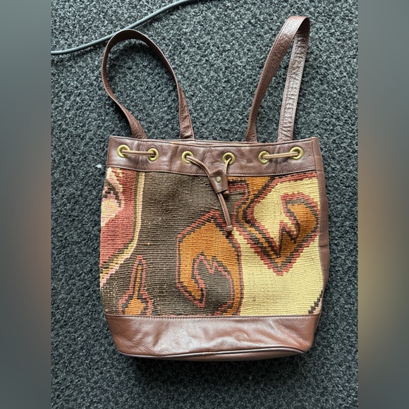 Brown and Tan Kilm Tote Bag made in Toronto - Picture 3 of 10